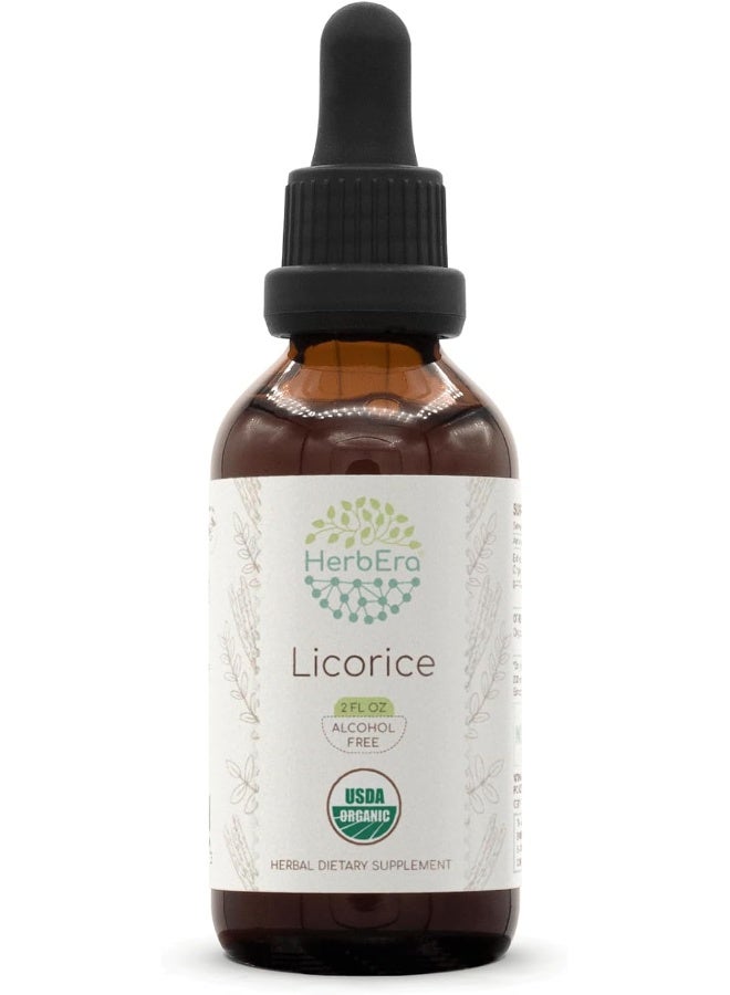 HerbEra Licorice B60 USDA Organic Tincture | Alcohol-Free Extract, High-Potency Herbal Drops | Certified Organic Licorice (Glycyrrhiza Glabra) Dried Root (2 oz) - Image 1